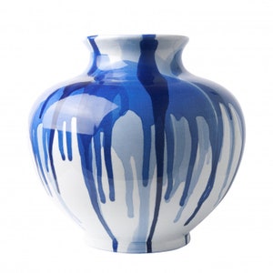 Modern Delft Blue Vase With Drip Effect Hand-painted - Etsy