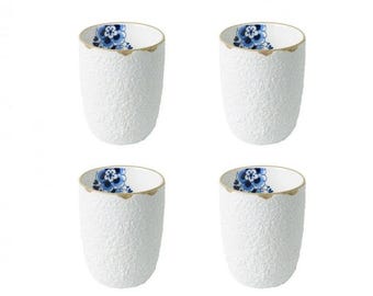 Mug 170 ml / 4 Pcs, Blue Blossom, Delft blue porcelain and floral design