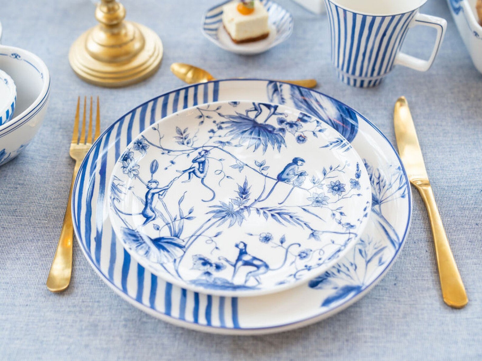 Set of 2 Delft Blue Dinner Plate Porcelain Decorated With Etsy