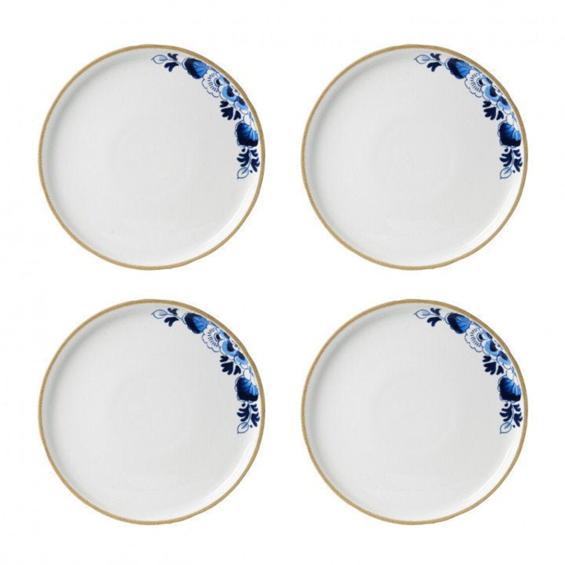 Set of 4 Delft Blue Dinner Plates With a Rustic Rim and Delft Etsy