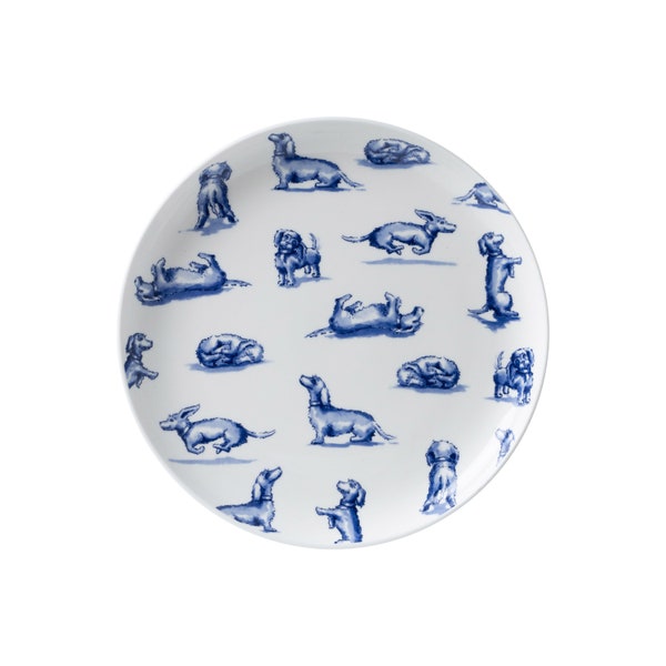Plate 21 cm, Sharing Moments Dachshund Nhaan, Delft blue porcelain