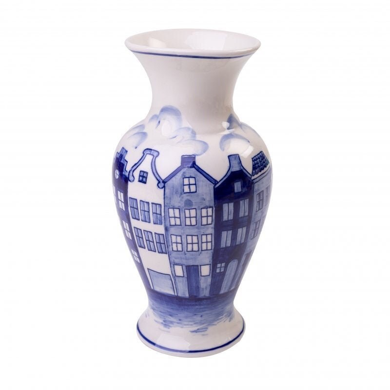 Delft blue tulip vase decorated with modern style Dutch canal Etsy