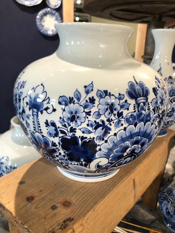 Ball Vase - Flower Motif - Hand-painted - 22 cm - Etsy 日本