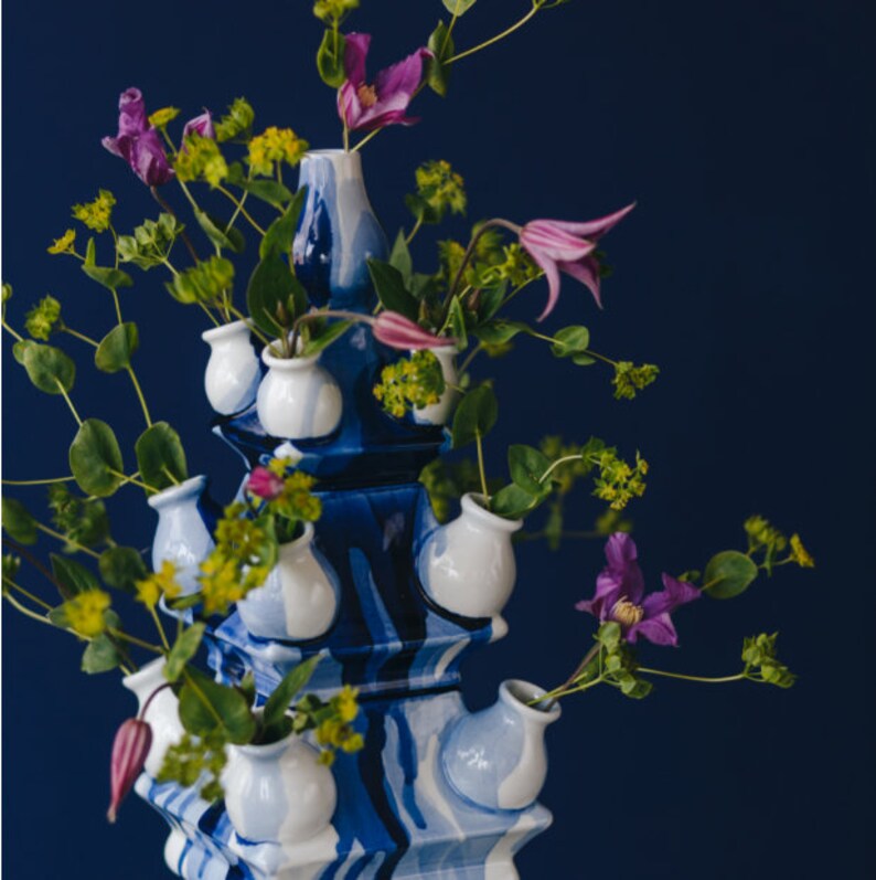 Tulipiere Delft Blue Tulip Vase Three Tier Pyramid Style Etsy UK