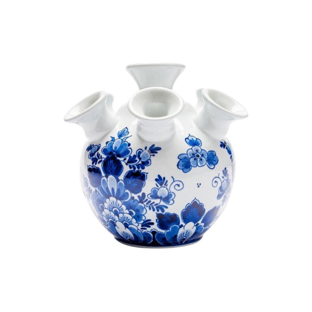 Tulip Vase Delft Blue Handpainted Porcelain Tulipiere Etsy