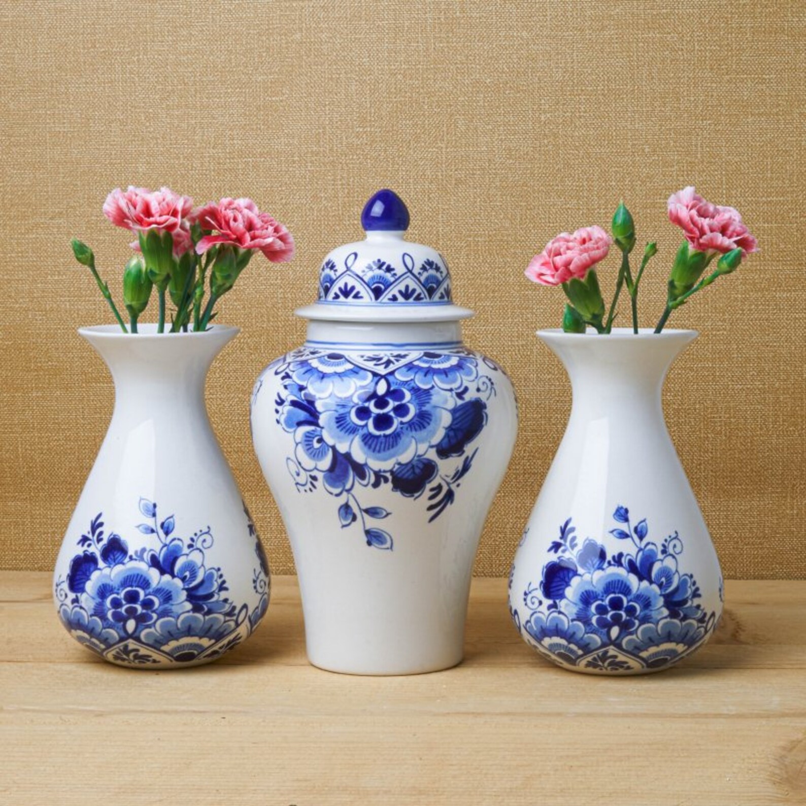 Modern Delft blue ginger jar vase with flower design modern Etsy