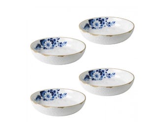 Plates 24 cm / 4 Pcs, Blue Blossom, Delft blue porcelain and floral design