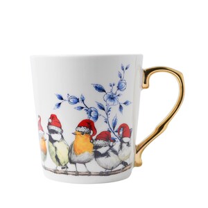 Mug 300 ml, Forest Birds Chirstmas, traditional Delft blue with modern elements and playful designs