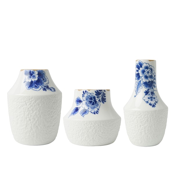 3 Vases set of 3, Delft blue, Blauw Bloesem design