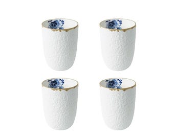 Mug 380 ml / 4 Pcs, Blue Blossom, Delft blue porcelain and floral design