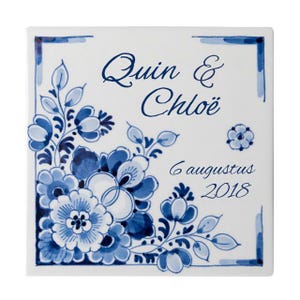 Wedding Tile - Personalized - Hand-painted - 13x13 cm