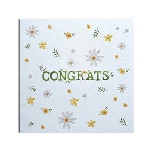 Congratulations Card - 100% Recycled, congrats card, flowers, meadow, happy, well done card, good job card, great work card, leaf, nature