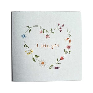 Valentines Card - 100% Recycled, I Love You Card, Valentine, Be Mine, Love, Flower Card, forest and fig shop, Anniversary card