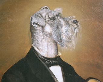 Schnauzer - CUSTOM MATTED 10" x 13" - 1993 Vintage Dog Art Print - Thierry Poncelet