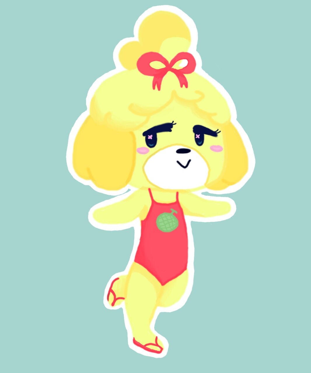 Isabelle Swimsuit Sticker Animal Crossing New Horizons DieCut Etsy