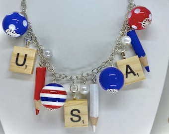 USA Necklace  - Colored Pencil Jewelry