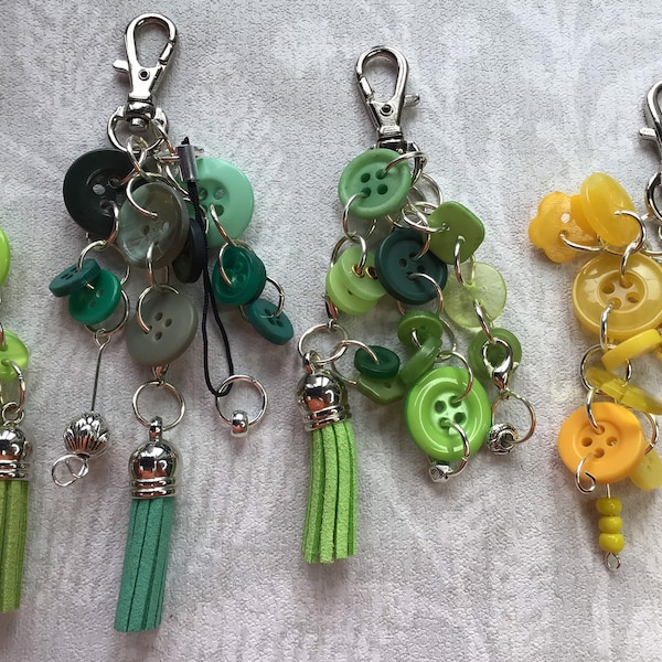 Button Bundle Bag Charms / planner dangles. Colourful charms for all types of bags blue mix