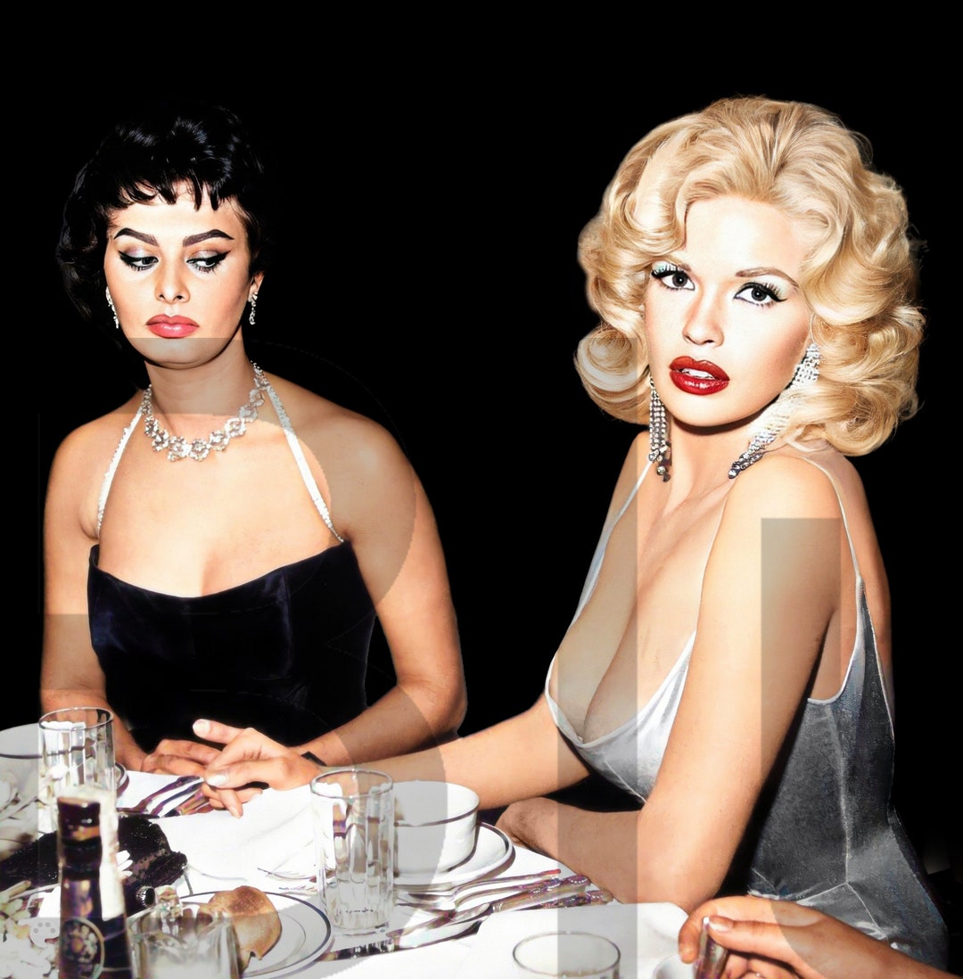 Jayne Mansfield and Sophia Loren at Romanoff's in Beverly Hills Photo