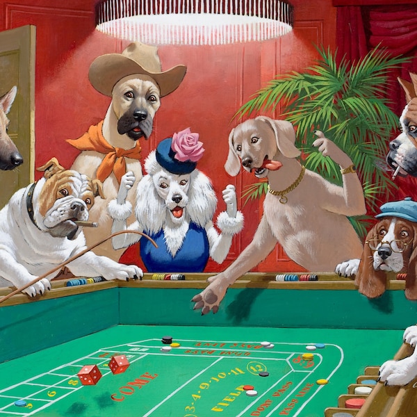 Dogs Playing Craps 13 X 19 Photo Print