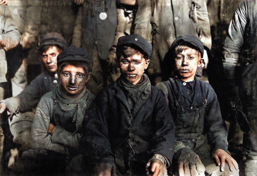 1911 Group of Boys Working in Pennsylvania Coal Mine 11 X 14 Photo ...