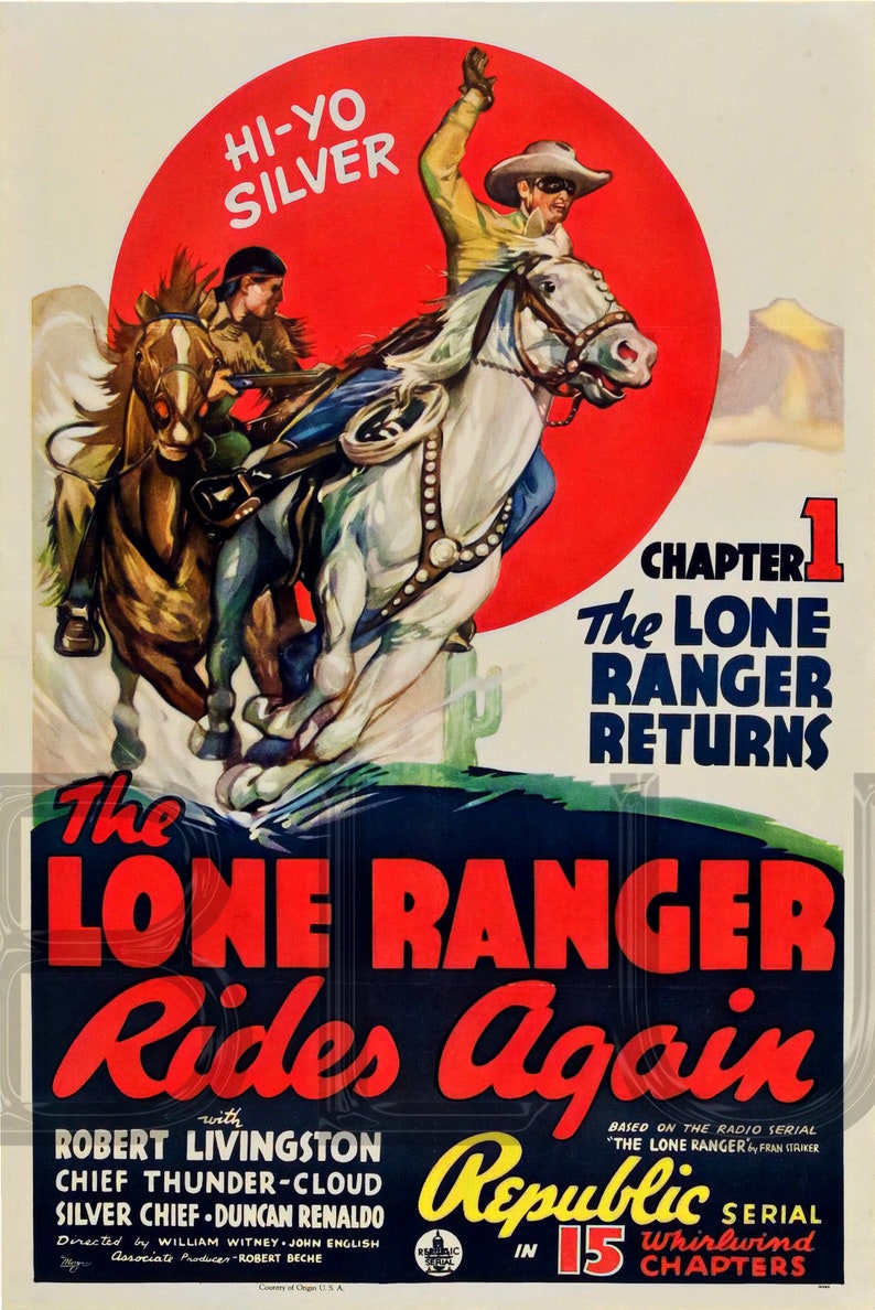Lone Ranger Movie Color 1939 Lone Ranger Serial Movie Poster Replica 13x19 Photo Print - Etsy