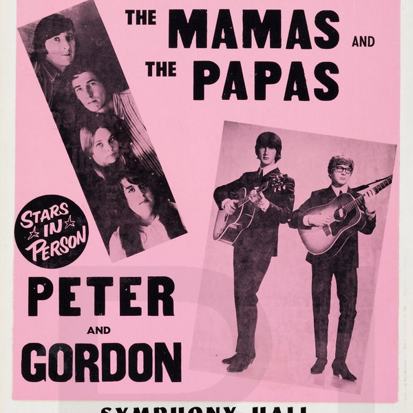 1966 The Mamas and the Papas, Peter & Gordon New Jersey Concert Poster 13x19" Photo Print