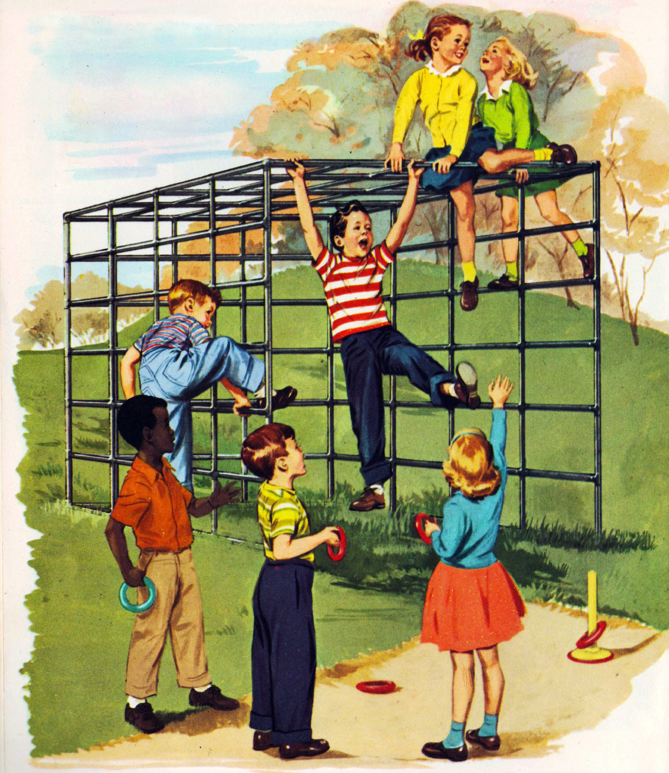 Vintage 50's School Monkey Bars Illustration 11 X 14 Photo Etsy