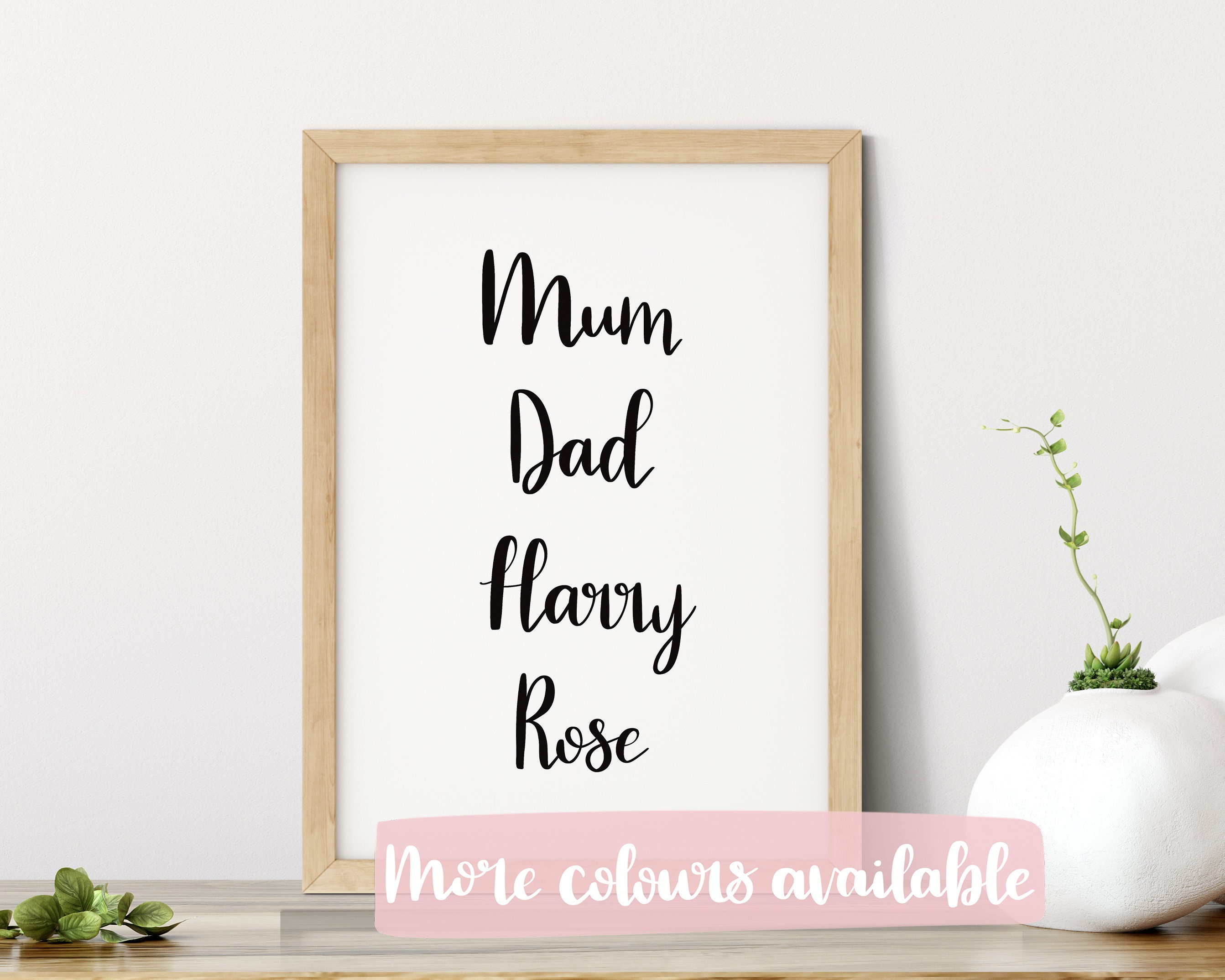 Custom Calligraphy Family Names Wall Art Prints / Typography Etsy