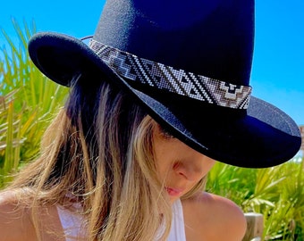 Fascia per cappelli da cowboy con perline native: accessorio per cappelli western fatto a mano