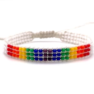 Pride Flag Bracelet, Gay Pride Bracelet, Rainbow Beaded Bracelet, LGBTQ Jewelry, Handmade Bracelet, Queer Bracelet, Subtle Pride Jewelry