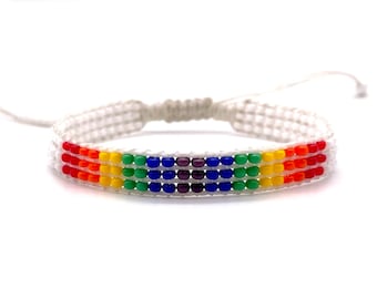 LGBTQ+ Pride Bracelet, String Bracelets for Men & Women, LGBTQ Gay Pride Jewelry, Beaded Cord Bracelet, Waterproof Jewelry, Love is Love