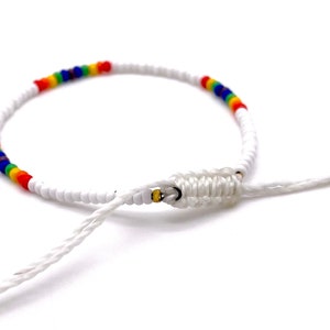White String Anklet, Rainbow Beaded Ankle Bracelet, Surfer Anklet ...