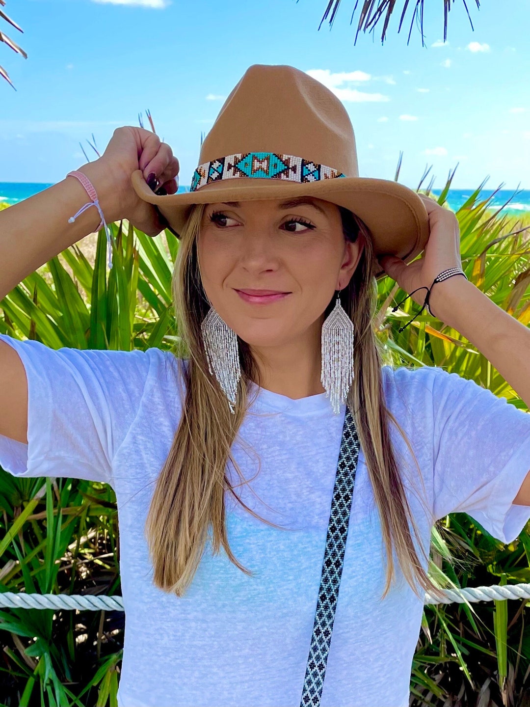 Beaded Hat Band, Cowboy Hat Band, Western Hat Accessory, Handmade by