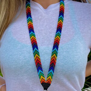 Porte-clés lanière arc-en-ciel fait main, porte-badge d'identification de travail, accessoires arc-en-ciel, appréciation de l'enseignant, cadeau d'infirmière, LGBTQ
