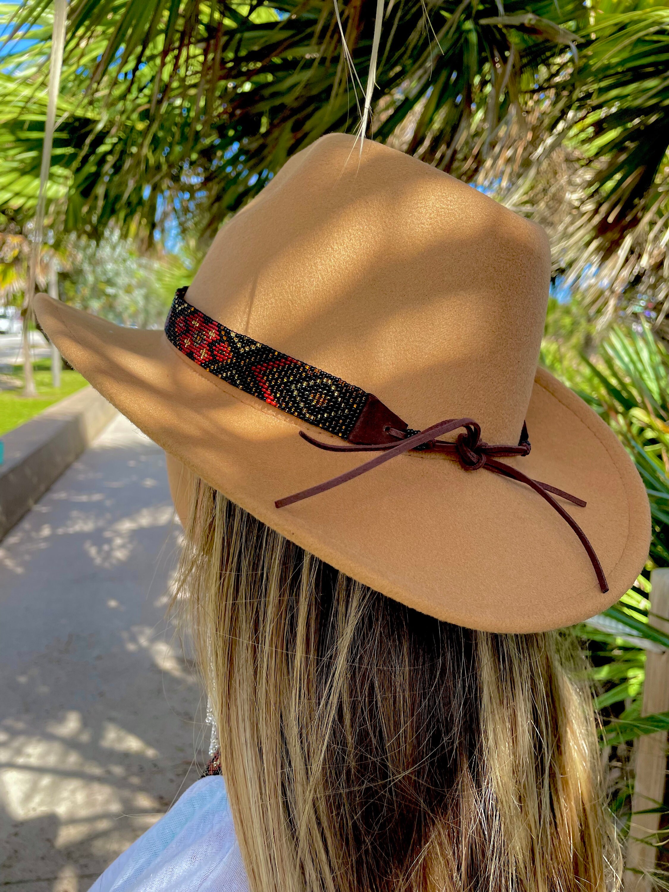 Bandeau De Cowboy Perlé Fait Main – Blanc Et Bleu, Réglable, Perles De Verre, BeadsCorner