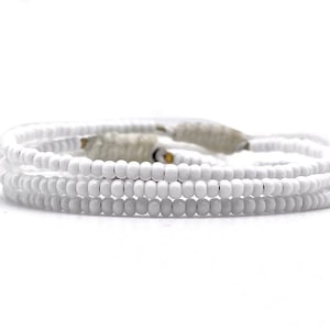 White Beaded Bracelets, Adjustable Bracelets, Thin White Bracelet, Mens Bracelet, Womens Bracelet, Surfer Beach Bracelet, Minimalist Jewelry