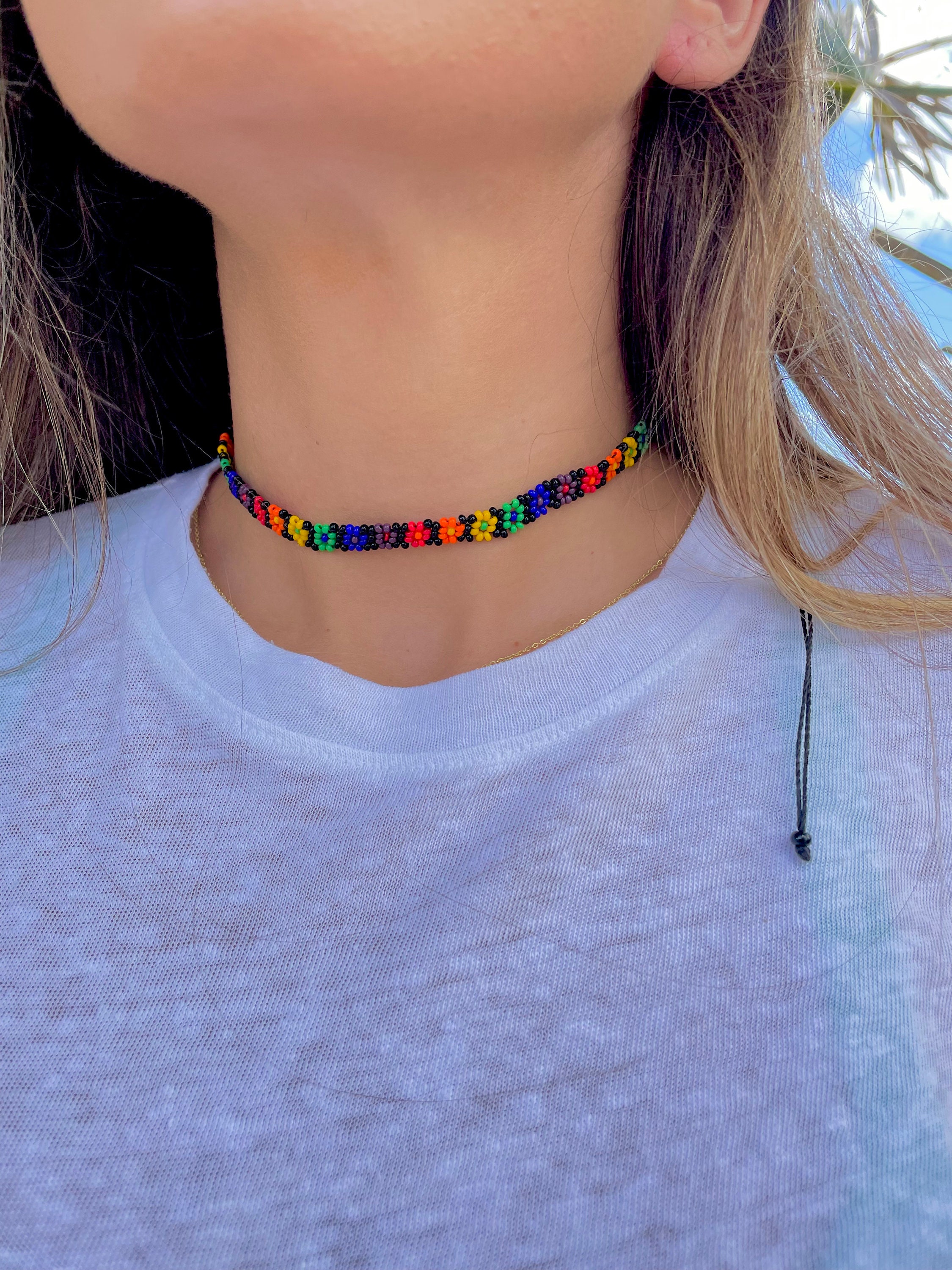 Rainbow Choker Rainbow Necklace Alternative Choker Necklace Seed Bead Choker Pride Choker Collar Colorful Necklace Gift for Her Etsy