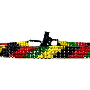 Rasta Bracelet, Jamaican Flag Jewelry, One Love Bracelet, Jamaica, Black Bracelet, Mens Bracelet, Womens Bracelet, Stocking Stuffer