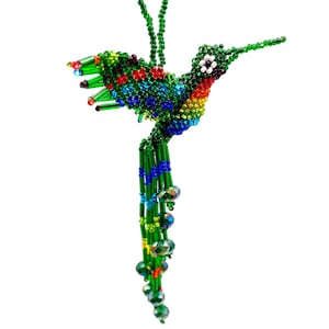 Ornamento di colibrì con perline fatto a mano: portachiavi con perline Maya