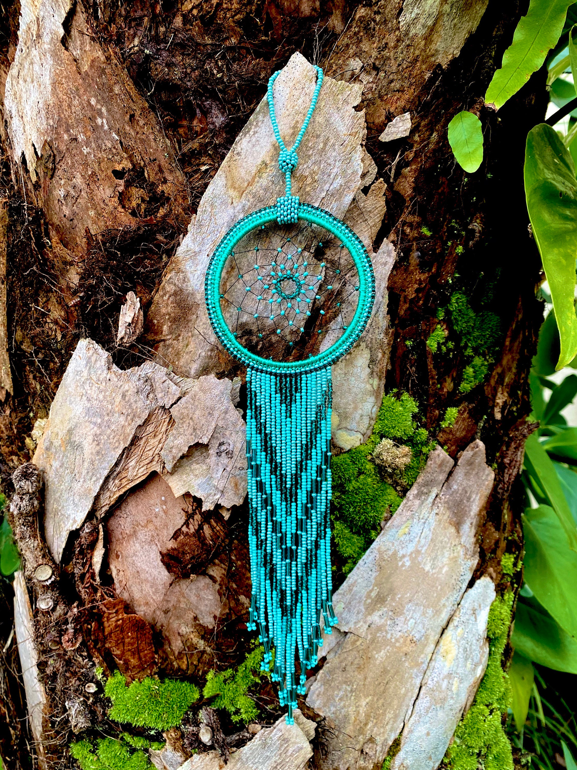 Turquoise Beaded Dreamcatcher: Boho Wall Hanging (12" L X 4" W) - Etsy