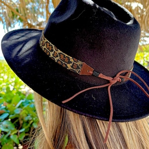 Floral Leopard Print Decorative Hatband - White, Black & Tan Leopard Print Women main image 2
