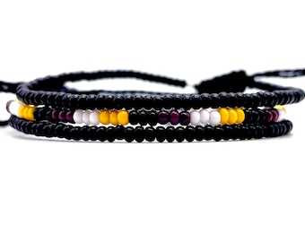 Pulsera de cuentas del orgullo no binario: Conjunto ajustable LGBTQIA Ally