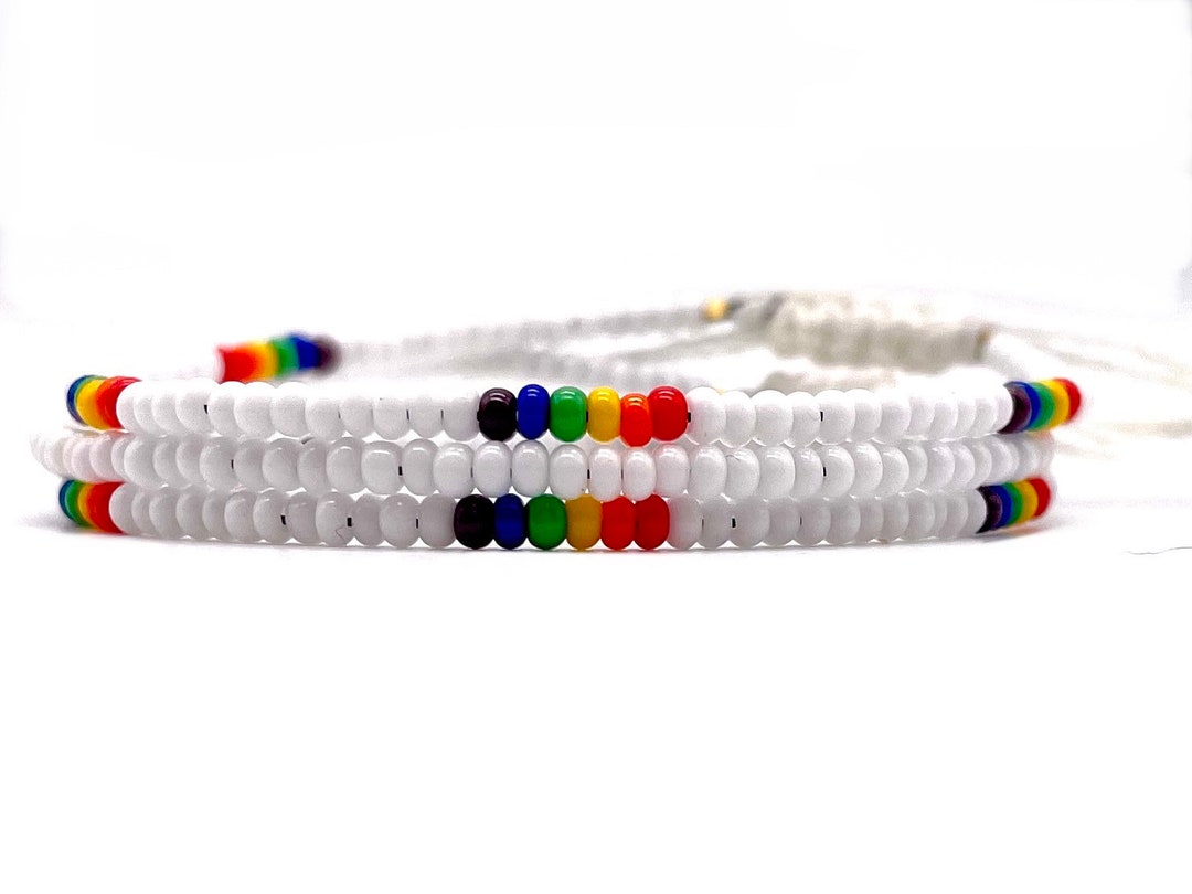 Rainbow Pride Beaded Bracelet: Waterproof Adjustable LGBTQ Jewelry (3 ...