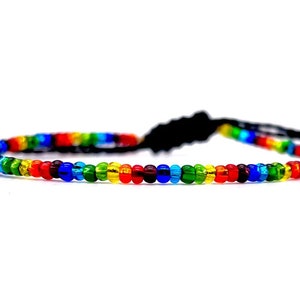 Rainbow Seed Bead Anklet: Waterproof Surfer Beach Ankle Bracelet, LGBTQ+ Pride Accessory