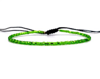 Neon Green Seed Bead Anklet: Waterproof Wax String Surfer Ankle Bracelet