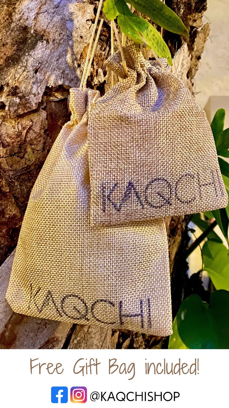 May include: Two small burlap gift bags with the word "KAQCHI" written on them. Free gift bag included! @KAQCHISHOP