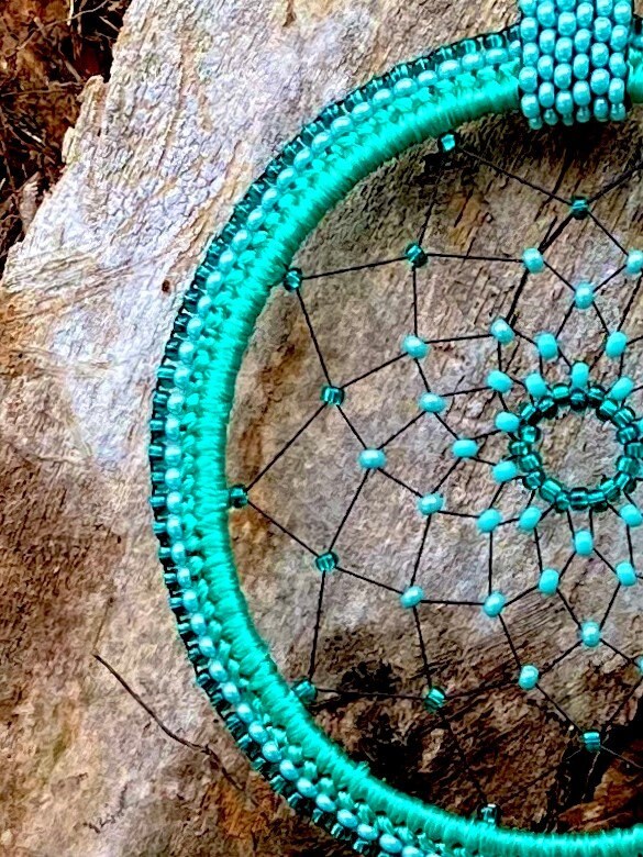 Turquoise Beaded Dreamcatcher: Boho Wall Hanging (12" L X 4" W) - Etsy