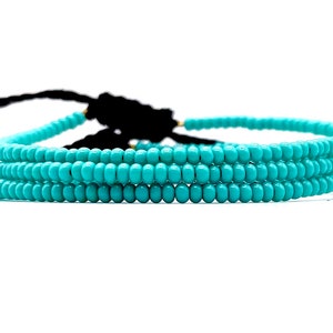 Braccialetti regolabili con perline turchesi, gioielli impermeabili, braccialetto minimalista verde acqua, braccialetto con corda di cera, braccialetti da spiaggia da uomo e da donna