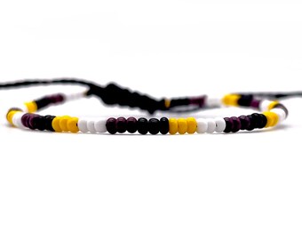 Pulsera del Orgullo No Binario: Cordón de Cera Ajustable con Cuentas