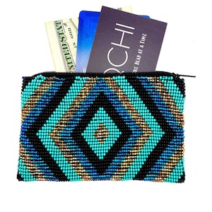 Monedero de cuentas, monedero, billetera de cuentas, bolsa con cremallera, bolsa pequeña para cosméticos, monedero de cuentas hecho a mano, bolsa de cuentas de semillas, billetera bohemia para mujer